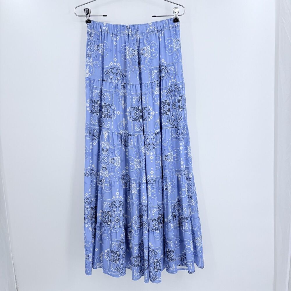 Reba Bandana Tiered Maxi Skirt Size 4 Paisley Western Broomstick Country Florals